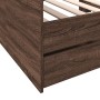 Lounger with brown oak engineered wood drawers 100x200 cm by , Beds and slatted bases - Ref: Foro24-3280845, Price: 234,58 €,...