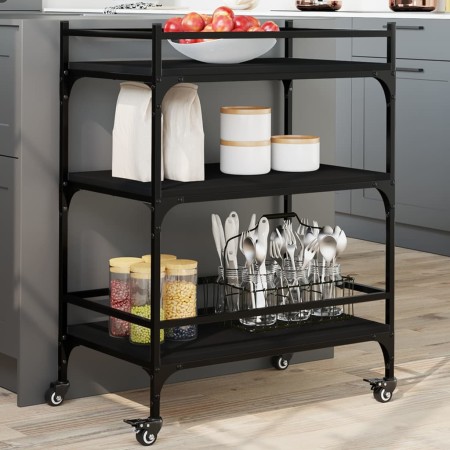 Black Engineered Wood Kitchen Cart 65x40x86.5cm by , Kitchen and dining carts - Ref: Foro24-842396, Price: 72,56 €, Discount: %