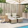 2-Sitzer-Gartensofa mit beigem PE-Rattantisch und Hockern von , Gartensets - Ref: Foro24-368420, Preis: 226,52 €, Rabatt: %