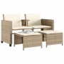 2 seater garden sofa with beige PE rattan table and stools by , Garden sets - Ref: Foro24-368420, Price: 226,52 €, Discount: %