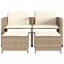 2 seater garden sofa with beige PE rattan table and stools by , Garden sets - Ref: Foro24-368420, Price: 226,52 €, Discount: %