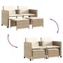 2 seater garden sofa with beige PE rattan table and stools by , Garden sets - Ref: Foro24-368420, Price: 226,52 €, Discount: %