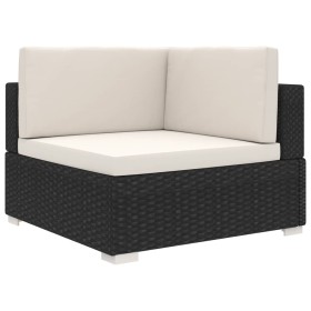 Asiento seccional de esquina con cojines 1 uds ratán PE negro de vidaXL, Sofás modulares de exterior - Ref: Foro24-46798, Pre...