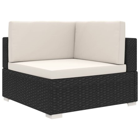 Ecksitzgruppe mit Kissen 1 Stück aus schwarzem PE-Rattan von vidaXL, Modulare Sofas für den Außenbereich - Ref: Foro24-46798,...