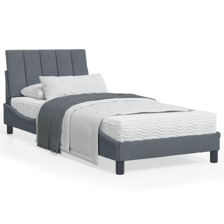 Dark gray velvet bed frame with LED lights 80x200 cm by , Beds and slatted bases - Ref: Foro24-3213746, Price: 146,49 €, Disc...