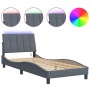 Dark gray velvet bed frame with LED lights 80x200 cm by , Beds and slatted bases - Ref: Foro24-3213746, Price: 146,49 €, Disc...