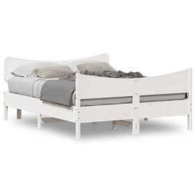 Estructura de cama con cabecero madera de pino blanco 150x200cm de , Camas y somieres - Ref: Foro24-3216379, Precio: 241,99 €...