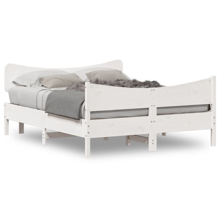 White pine wood bed frame with headboard 150x200cm by , Beds and slatted bases - Ref: Foro24-3216379, Price: 242,92 €, Discou...