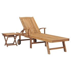 Sun lounger with solid teak table by vidaXL, Loungers - Ref: Foro24-48017, Price: 292,99 €, Discount: %