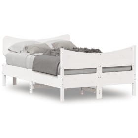 Bed frame with white pine wood headboard 120x200 cm by , Beds and slatted bases - Ref: Foro24-3216385, Price: 199,99 €, Disco...