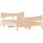 Bed frame with solid pine wood headboard 140x190 cm by , Beds and slatted bases - Ref: Foro24-3216393, Price: 176,51 €, Disco...