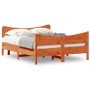 Estructura cama con cabecero madera pino marrón cera 135x190 cm de , Camas y somieres - Ref: Foro24-3216398, Precio: 205,83 €...