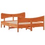 Bed frame with wax brown pine wood headboard 135x190 cm by , Beds and slatted bases - Ref: Foro24-3216398, Price: 205,83 €, D...