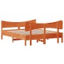 Bed frame with wax brown pine wood headboard 135x190 cm by , Beds and slatted bases - Ref: Foro24-3216398, Price: 205,83 €, D...