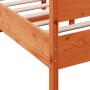 Bed frame with wax brown pine wood headboard 135x190 cm by , Beds and slatted bases - Ref: Foro24-3216398, Price: 205,83 €, D...