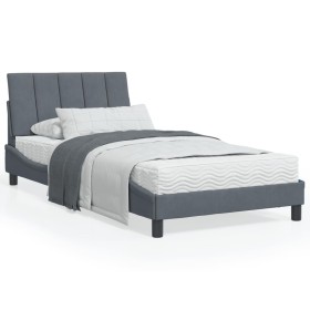 Dark gray velvet bed frame with headboard 100x200 cm by , Beds and slatted bases - Ref: Foro24-3207832, Price: 136,28 €, Disc...