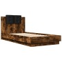 Smoked oak engineered wood bed with headboard 90x190 cm by , Beds and slatted bases - Ref: Foro24-3209972, Price: 154,58 €, D...