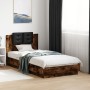 Smoked oak engineered wood bed with headboard 75x190 cm by , Beds and slatted bases - Ref: Foro24-3209979, Price: 142,85 €, D...