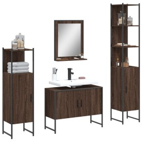 Set de muebles de baño 4 pzas madera contrachapada marrón roble de , Muebles de baño - Ref: Foro24-3214363, Precio: 230,65 €,...