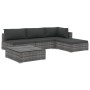 Set de muebles de jardín 5 pzas y cojines ratán sintético gris de vidaXL, Conjuntos de jardín - Ref: Foro24-46783, Precio: 62...