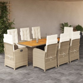 Set comedor de jardín 9 pzas con cojines ratán sintético beige de , Conjuntos de jardín - Ref: Foro24-3212285, Precio: 1,00 €...