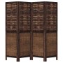 Dark brown paulownia wood 4-panel separator screen by , Room dividers - Ref: Foro24-358705, Price: 103,04 €, Discount: %