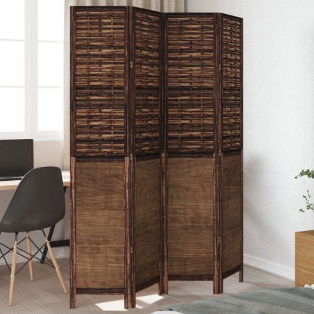 Dark brown paulownia wood 4-panel separator screen by , Room dividers - Ref: Foro24-358707, Price: 119,35 €, Discount: %