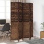 Dark brown paulownia wood 4-panel separator screen by , Room dividers - Ref: Foro24-358707, Price: 119,35 €, Discount: %