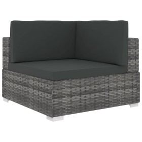 Asiento seccional de esquina con cojines 1 ud ratán PE gris de vidaXL, Sofás modulares de exterior - Ref: Foro24-46799, Preci...