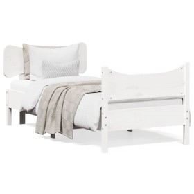 White pine wood bed frame with headboard 90x200 cm by , Beds and slatted bases - Ref: Foro24-3216391, Price: 158,22 €, Discou...