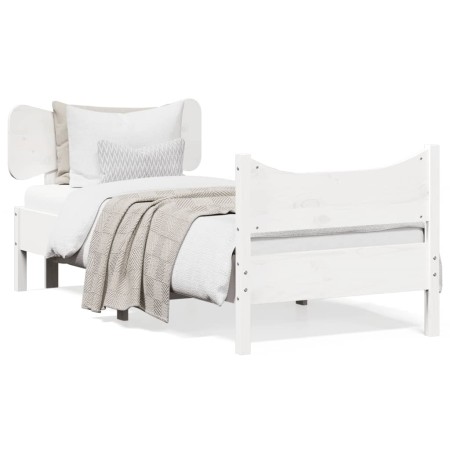 Estructura de cama con cabecero madera de pino blanca 90x200 cm de , Camas y somieres - Ref: Foro24-3216391, Precio: 158,82 €...