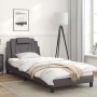 Bed frame with headboard gray synthetic leather 90x200 cm by , Beds and slatted bases - Ref: Foro24-3208071, Price: 146,82 €,...