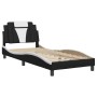 Estructura cama cabecero cuero sintético negro blanco 90x200 cm de , Camas y somieres - Ref: Foro24-3208073, Precio: 136,99 €...