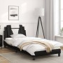 Estructura cama cabecero cuero sintético negro blanco 90x200 cm de , Camas y somieres - Ref: Foro24-3208073, Precio: 136,71 €...