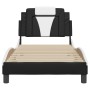 Estructura cama cabecero cuero sintético negro blanco 90x200 cm de , Camas y somieres - Ref: Foro24-3208073, Precio: 136,71 €...