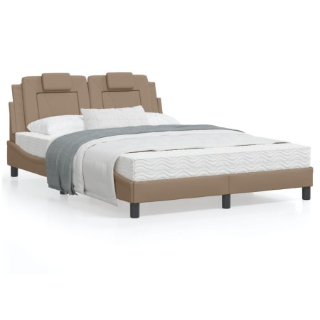 Estructura de cama cabecero cuero sintético capuchino 120x200cm de , Camas y somieres - Ref: Foro24-3208086, Precio: 205,76 €...