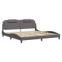 Bed frame with headboard gray synthetic leather 200x200 cm by , Beds and slatted bases - Ref: Foro24-3208120, Price: 212,17 €...