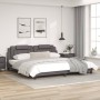 Bed frame with headboard gray synthetic leather 200x200 cm by , Beds and slatted bases - Ref: Foro24-3208120, Price: 212,17 €...