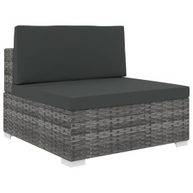 Zentraler Sitzabschnitt mit Kissen 1 Einheit aus grauem synthetischem Rattan von vidaXL, Modulare Sofas für den Außenbereich ...