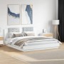 White engineered wood bed frame with headboard 160x200cm by , Beds and slatted bases - Ref: Foro24-3209905, Price: 197,10 €, ...