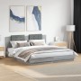 Sonoma gray engineered wood bed with headboard 200x200 cm by , Beds and slatted bases - Ref: Foro24-3209896, Price: 243,26 €,...