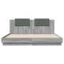 Sonoma gray engineered wood bed with headboard 200x200 cm by , Beds and slatted bases - Ref: Foro24-3209896, Price: 243,26 €,...