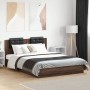 Oak brown engineered wood bed with headboard 120x200 cm by , Beds and slatted bases - Ref: Foro24-3209932, Price: 170,01 €, D...