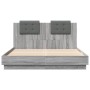 Sonoma gray engineered wood bed with headboard 140x200 cm by , Beds and slatted bases - Ref: Foro24-3209924, Price: 176,09 €,...