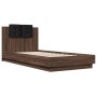 Oak brown engineered wood bed with headboard 100x200 cm by , Beds and slatted bases - Ref: Foro24-3209939, Price: 170,30 €, D...