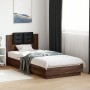 Oak brown engineered wood bed with headboard 100x200 cm by , Beds and slatted bases - Ref: Foro24-3209939, Price: 170,30 €, D...