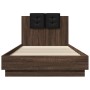 Oak brown engineered wood bed with headboard 100x200 cm by , Beds and slatted bases - Ref: Foro24-3209939, Price: 170,30 €, D...