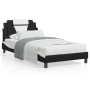 Estructura cama con LED cuero sintético negro blanco 100x200 cm de , Camas y somieres - Ref: Foro24-3214006, Precio: 150,33 €...