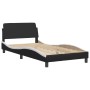 Estructura cama con LED cuero sintético negro blanco 100x200 cm de , Camas y somieres - Ref: Foro24-3214006, Precio: 150,33 €...