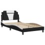 Estructura cama con LED cuero sintético negro blanco 100x200 cm de , Camas y somieres - Ref: Foro24-3214006, Precio: 150,33 €...